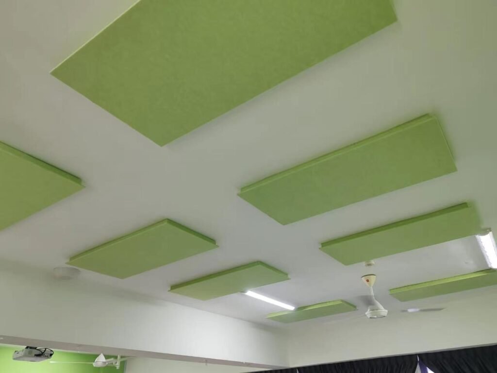 polyester fiber acoustic panels mounted within custom aluminum frames