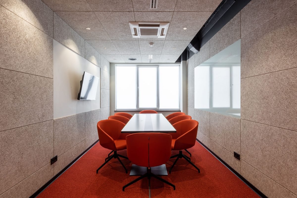 Wood wool sound absorbing panels for industrial buildings