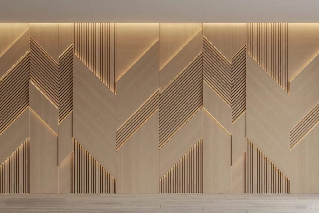 Grooved wooden acoustic panels