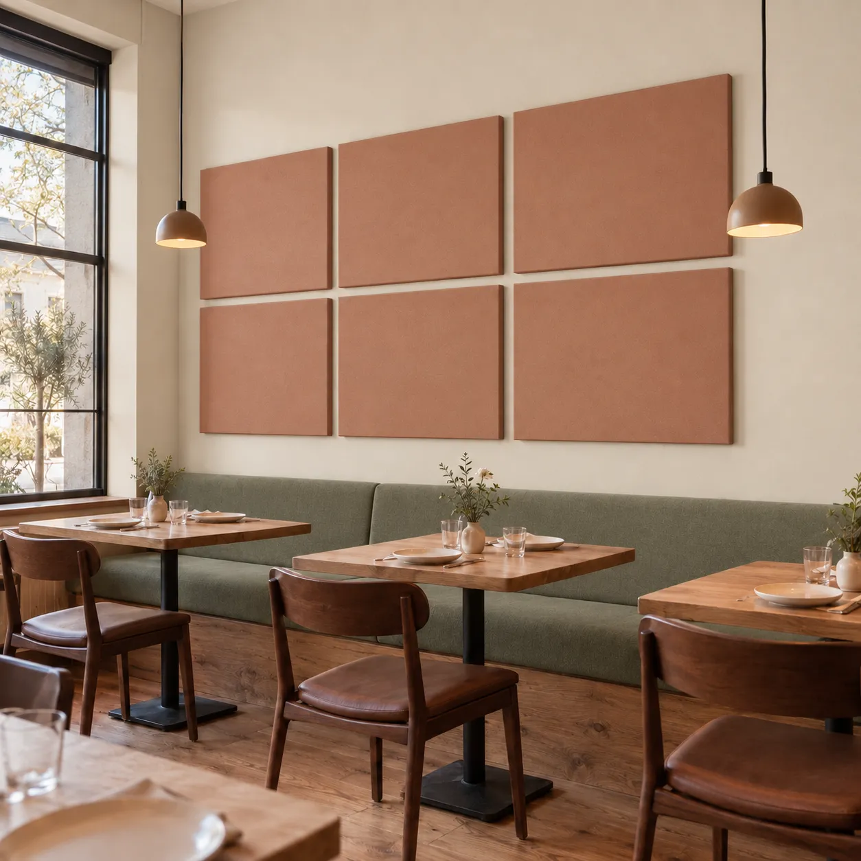 Fiberglass acoustic panels for commercial interiors