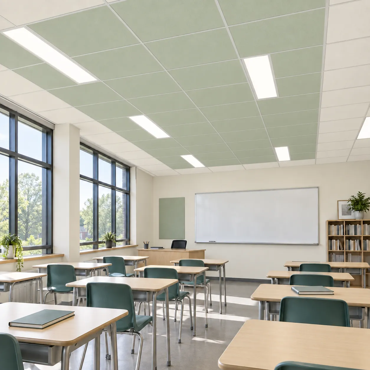 Fiberglass acoustic wall panels installed in Class Room