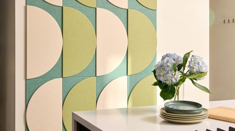 CNC cut PET acoustic panel with geometric pattern