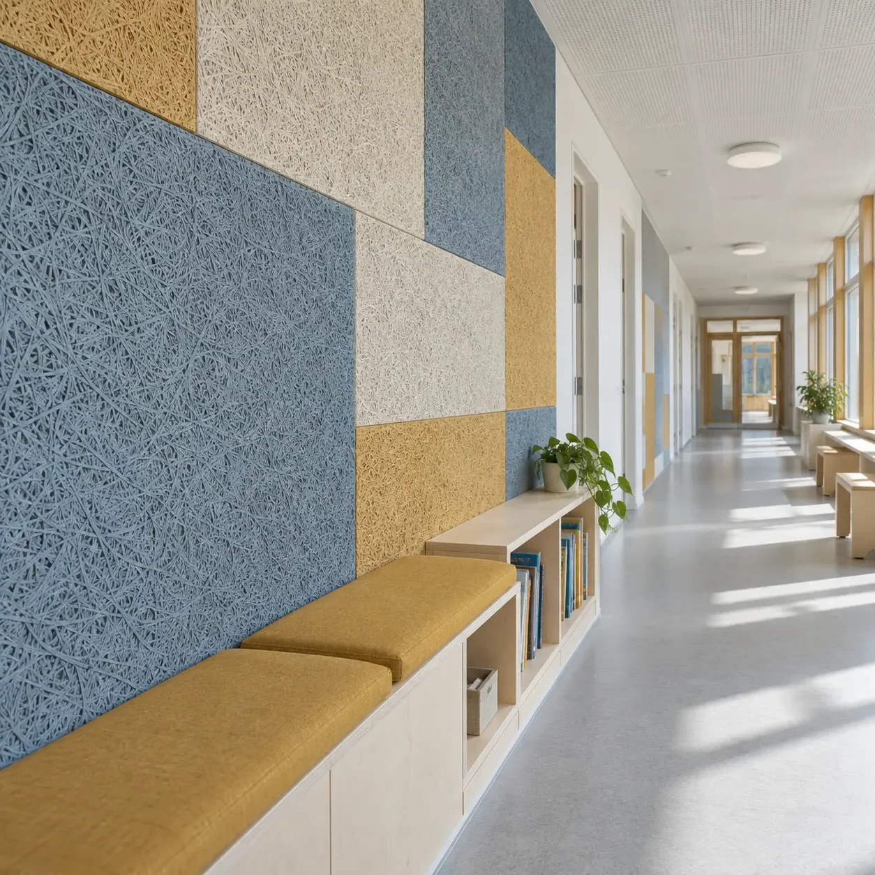 Custom wood wool acoustic panels in different colors