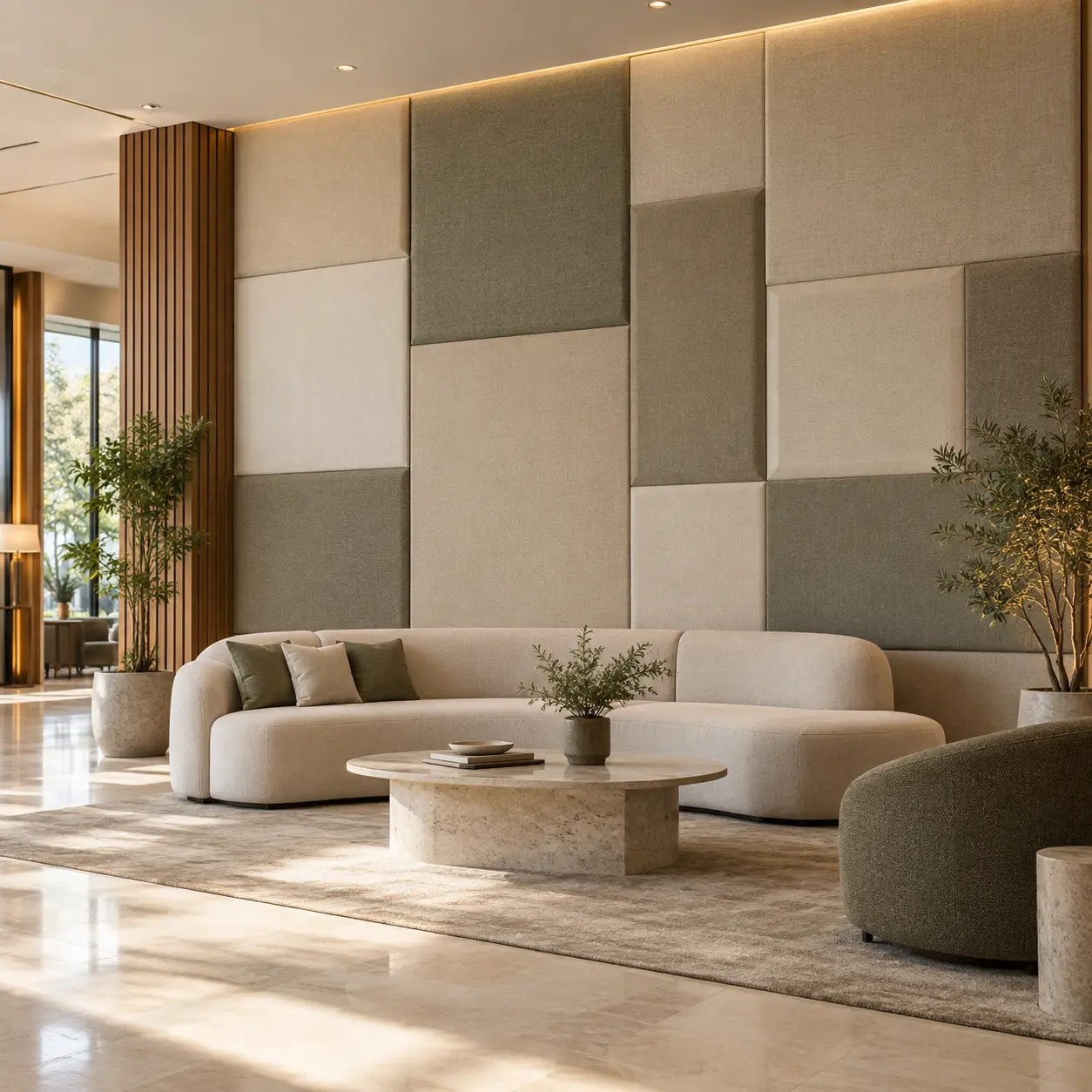 Fabric wrapped acoustic panels for commercial interiors