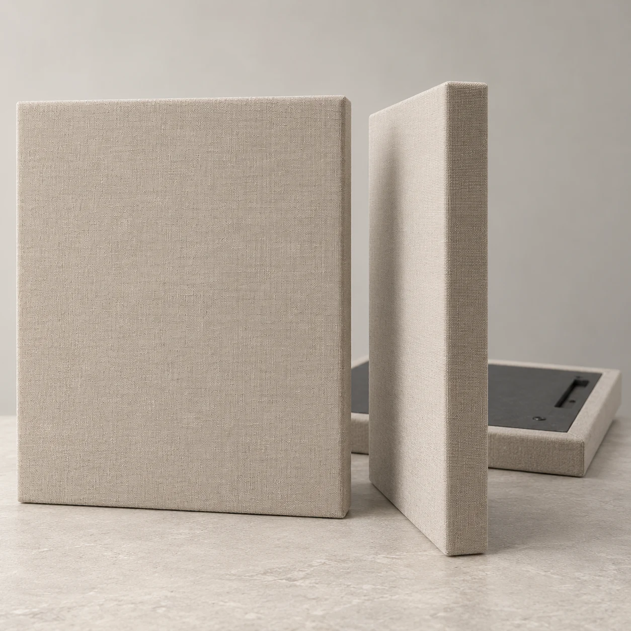 Fabric wrapped acoustic panel edge and acoustic core detail