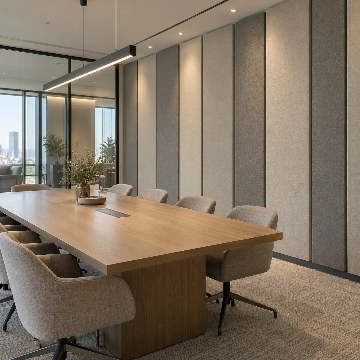 Fabric wrapped acoustic panels for commercial interiors