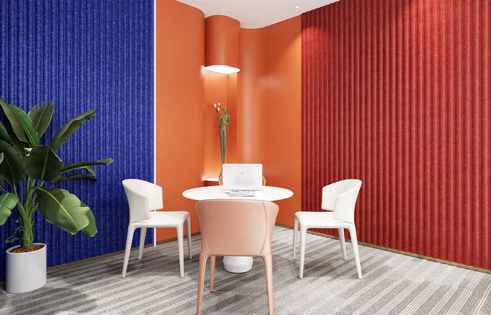3D PET acoustic wall panels for architectural projects