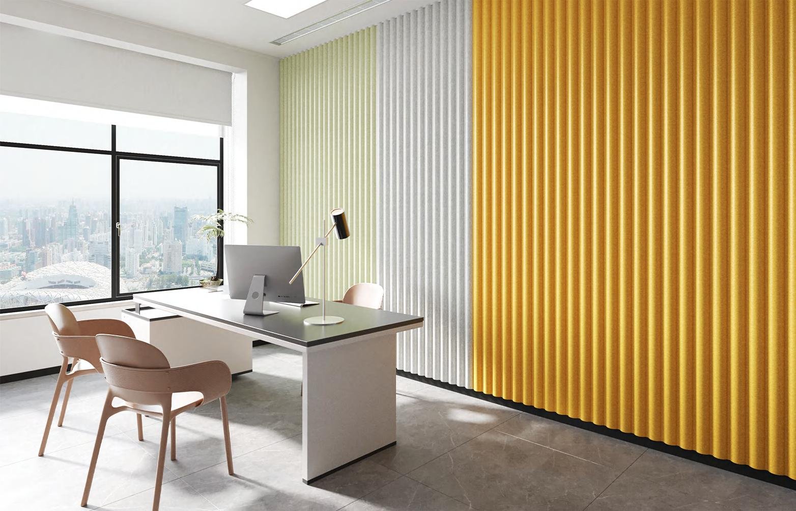 Custom 3D acoustic wall panels in multiple colors