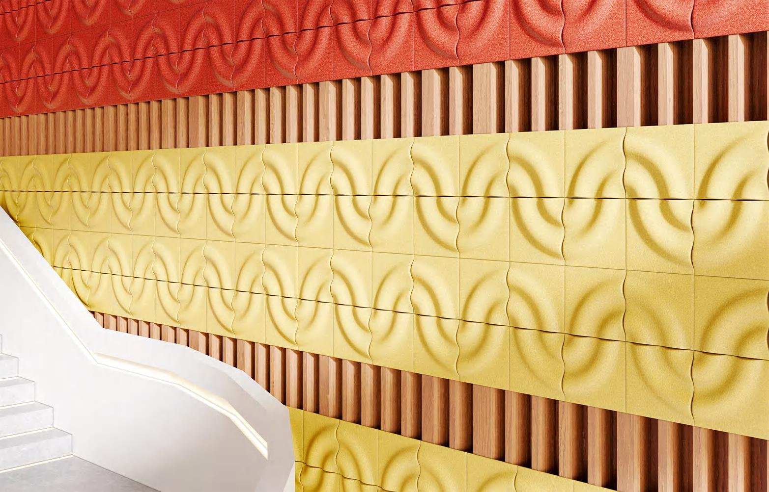 3D Polyester fiber acoustic wall panels for architectural projects